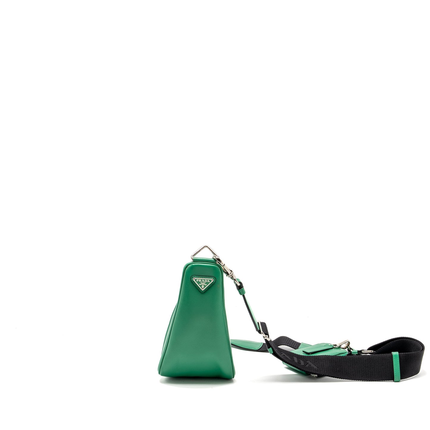 Prada Triangle Shoulder Bag Leather Green SHW