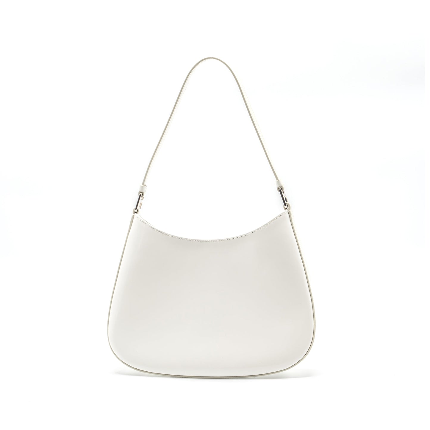 Prada Cleo Shoulder Bag Brushed Leather White SHW