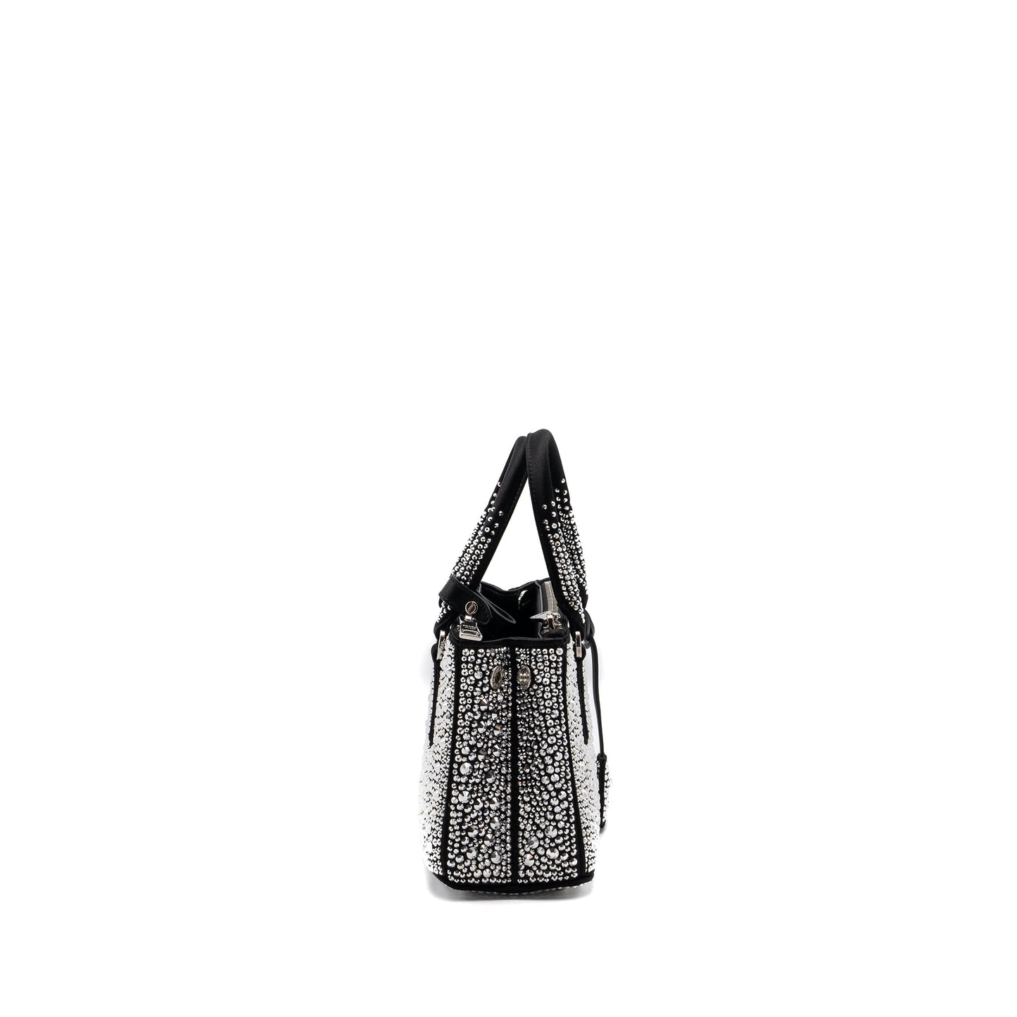Prada Galleria Satin Mini Bag With Crystal Black SHW