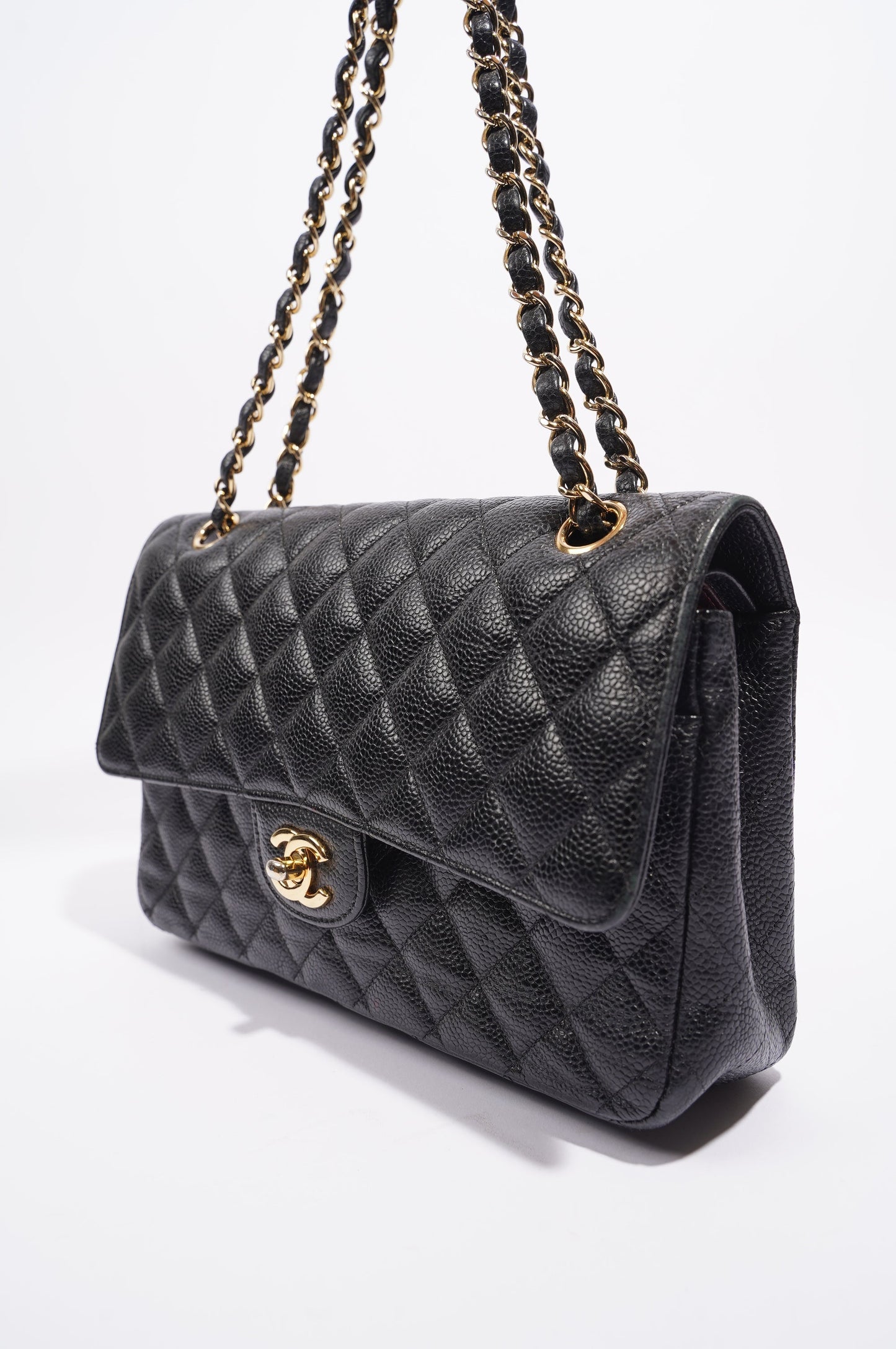 Chanel Womens Classic Flap Black Caviar Medium