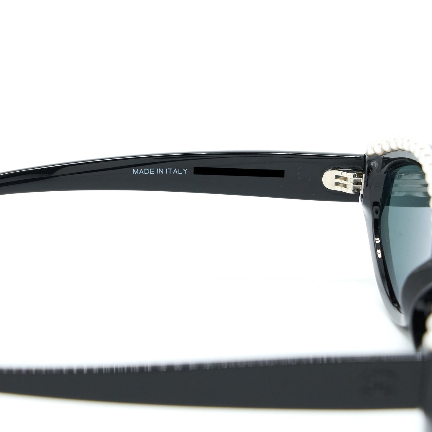 Chanel Oval Sunglasses Acetate & Imitation Pearls Black/White