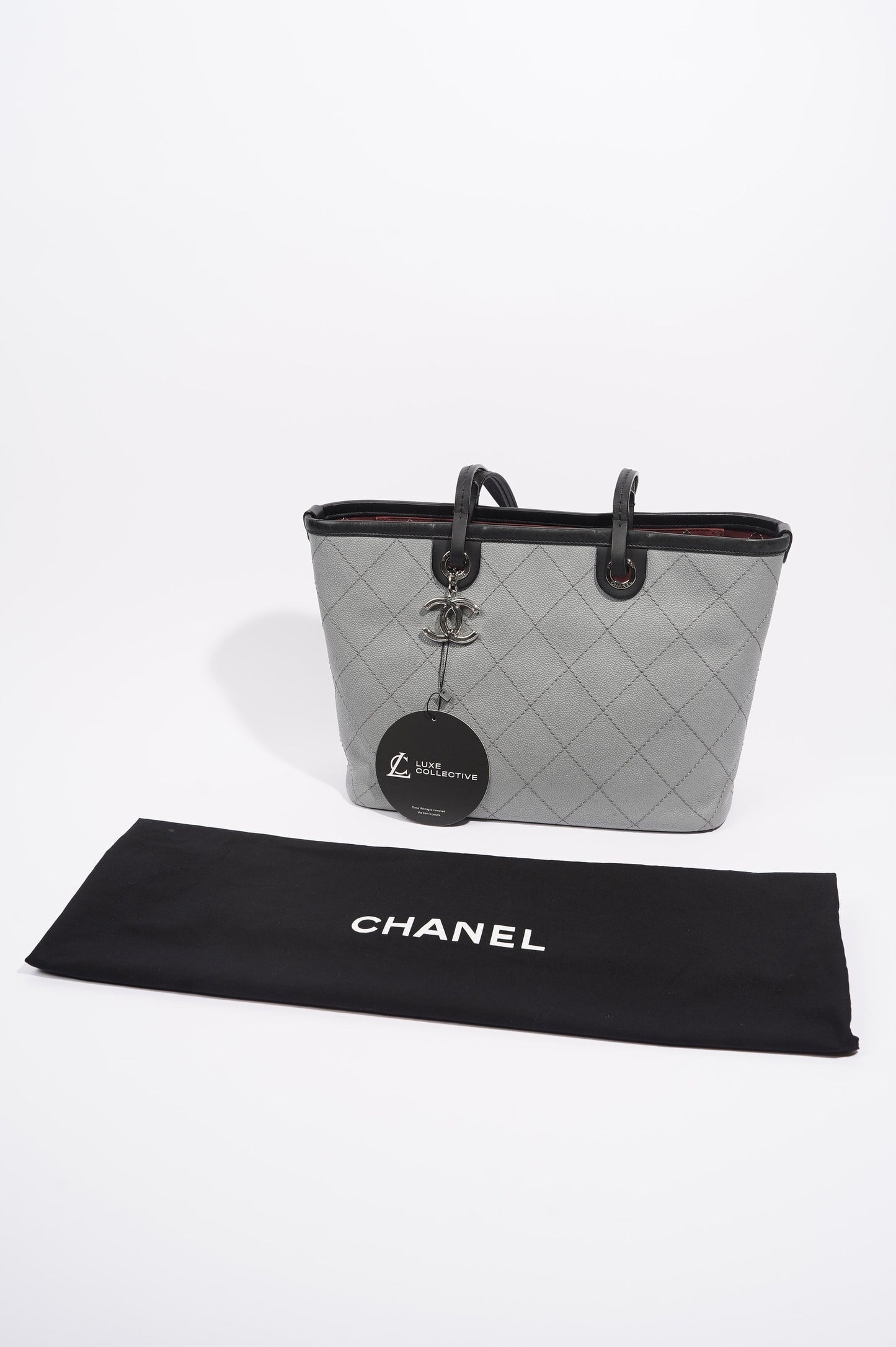 Chanel Womens Fever Shopping Tote Grey Caviar