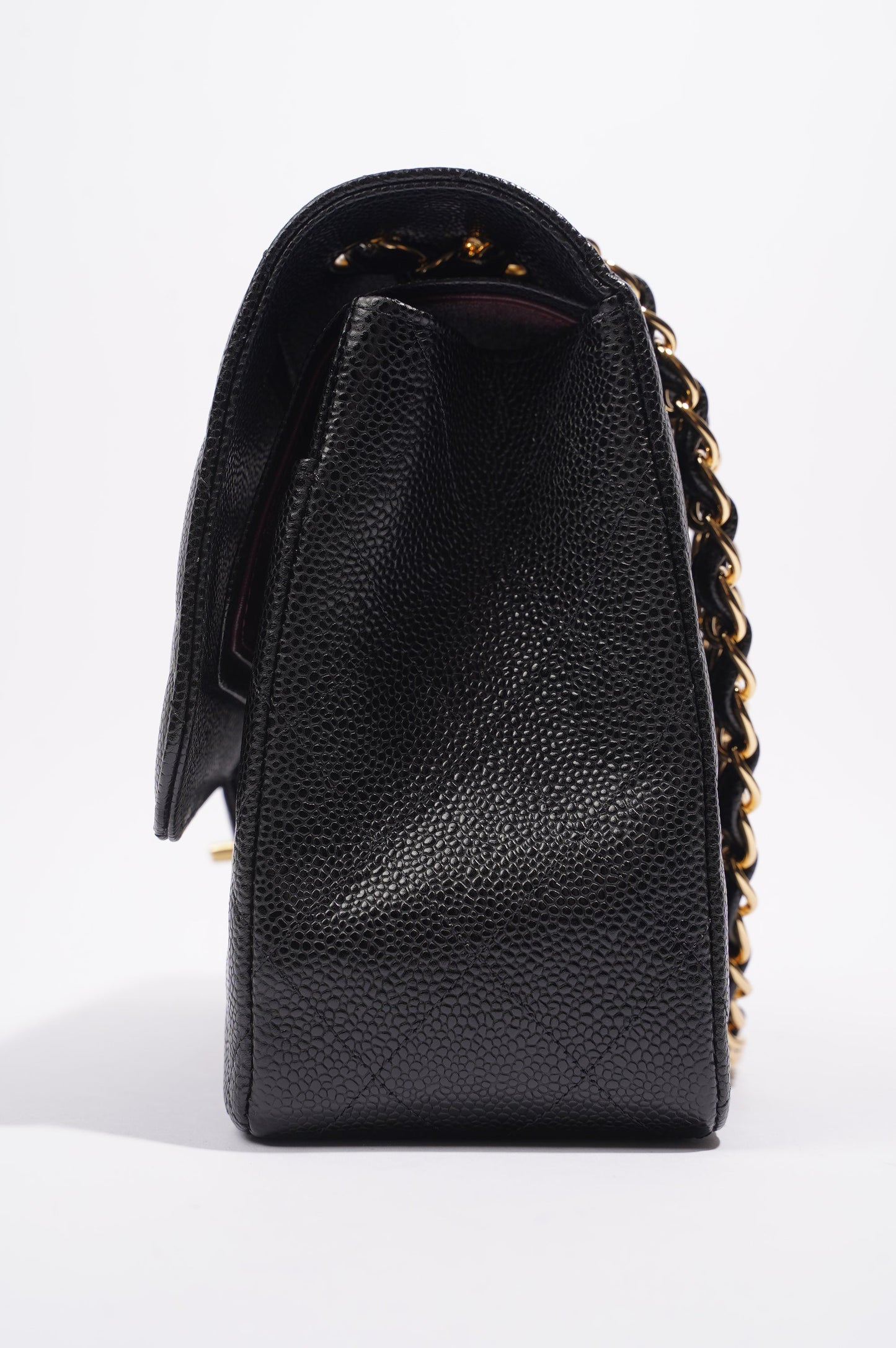 Chanel Double Flap Bag Black Caviar Leather Jumbo