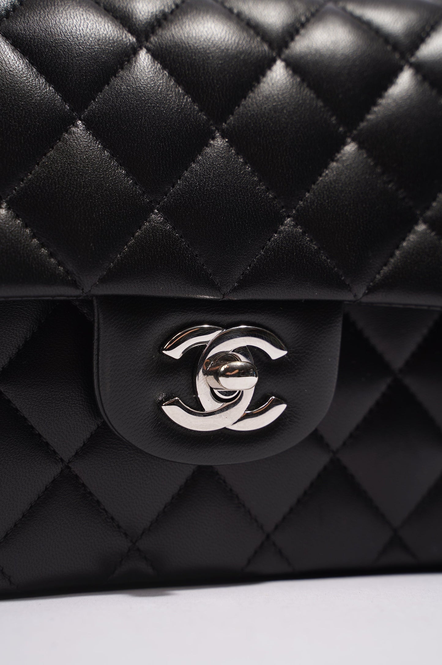 Chanel Lambskin Classic Double Flap Black Leather Small
