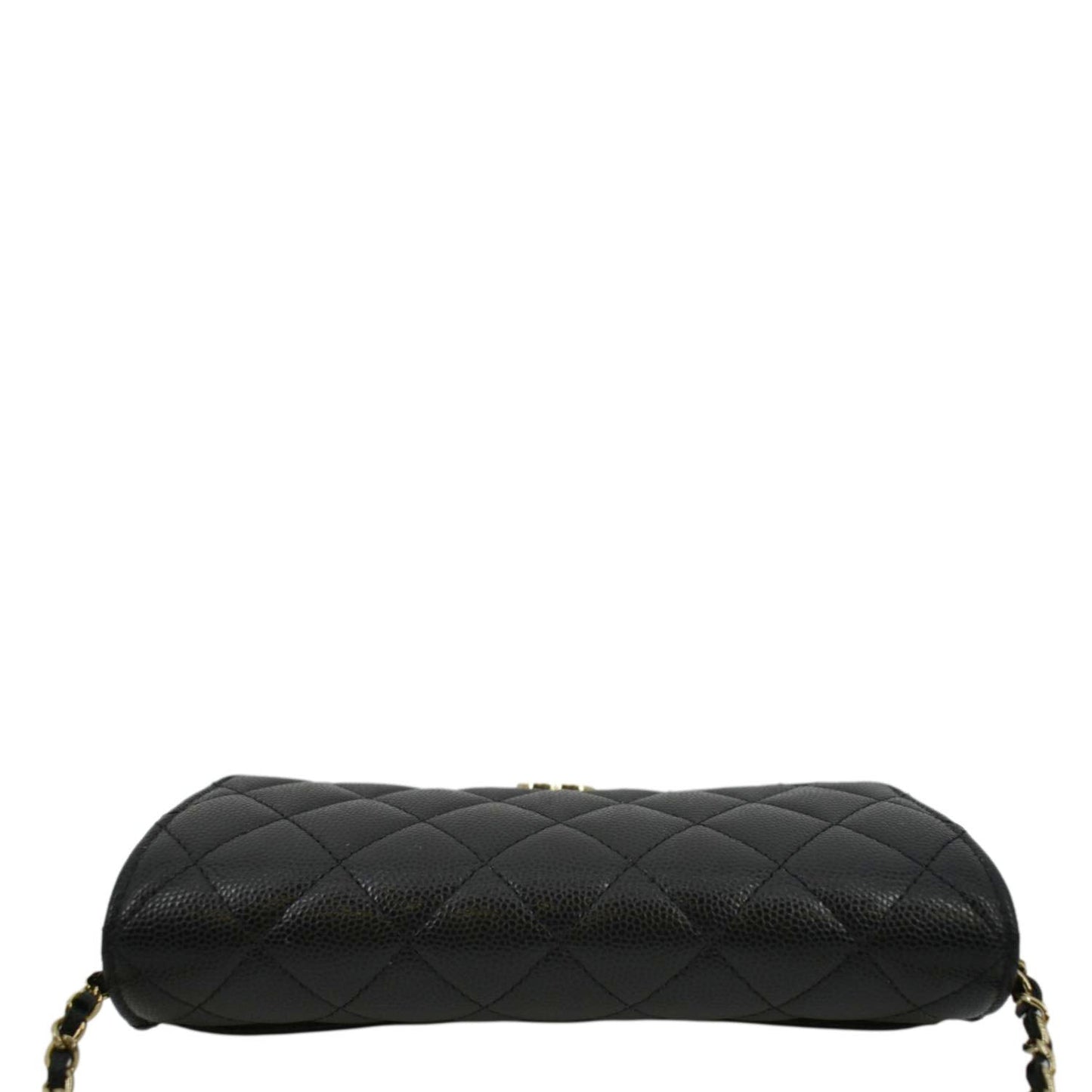 CHANEL Quilted Caviar Leather Chain Crossbody Glasses Case Bag Black