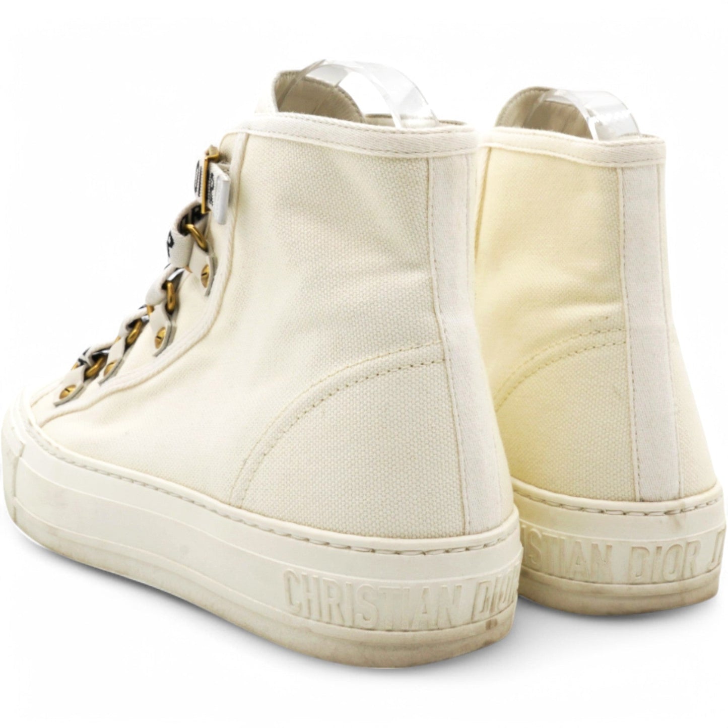 Dior Technical Mesh Calfskin Womens Walk'N'Dior High Top Sneaker Milk Size35.5