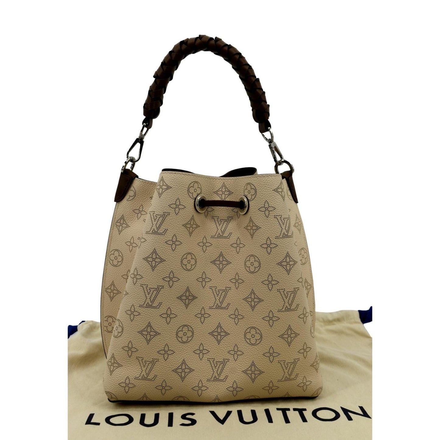 LOUIS VUITTON Muria Mahina Perforated Leather Crossbody Bag Creme