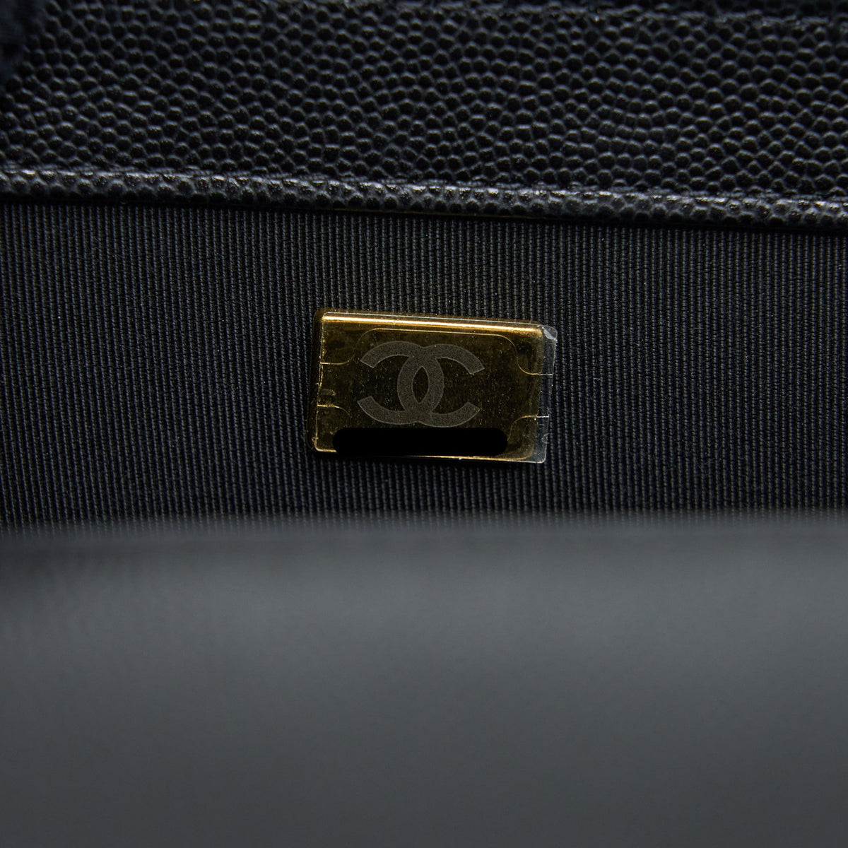 Chanel Medium Boy Bag Caviar Black Brushed GHW (Microchip)