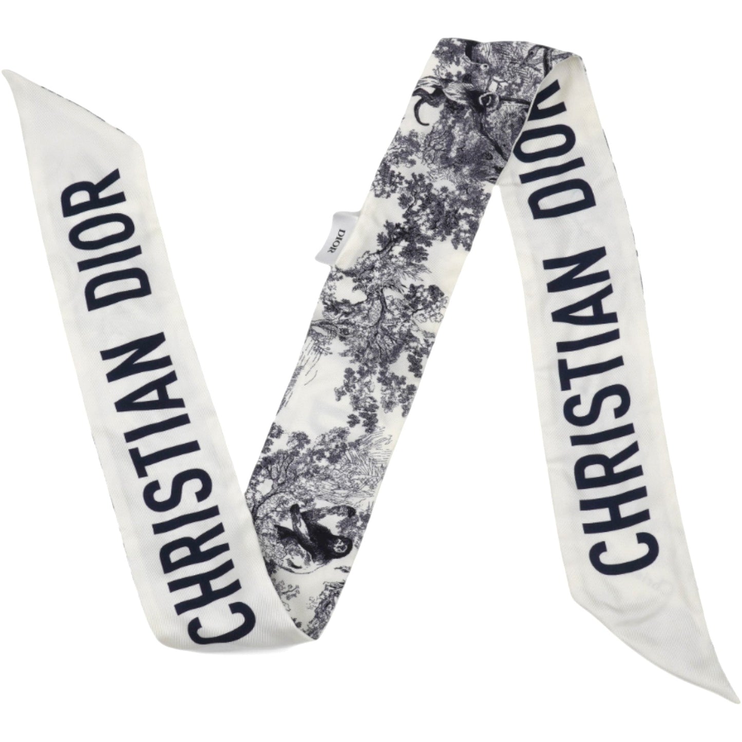 Dior Silk Toile De Jouy Mitzah Scarf Navy Blue