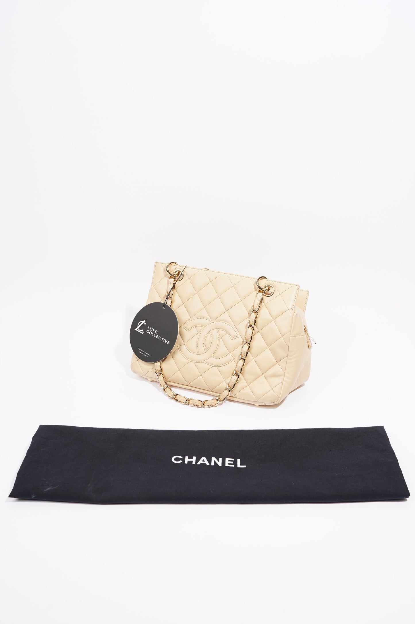 Chanel Womens Vintage Petit Timeless Tote Cream Leather Small