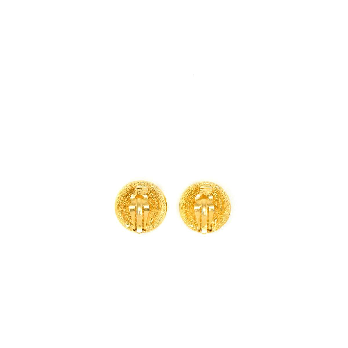 Chanel Vintage Round Ear Clips Gold Tone