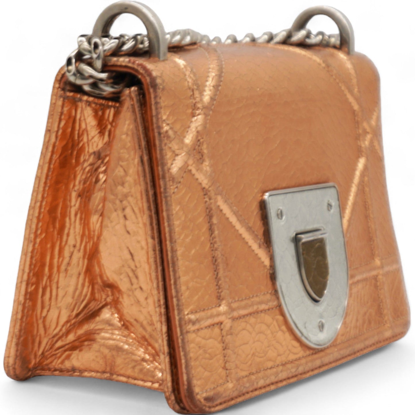 Dior Ceramic Effect Deerskin Diorama Club Bag Gold