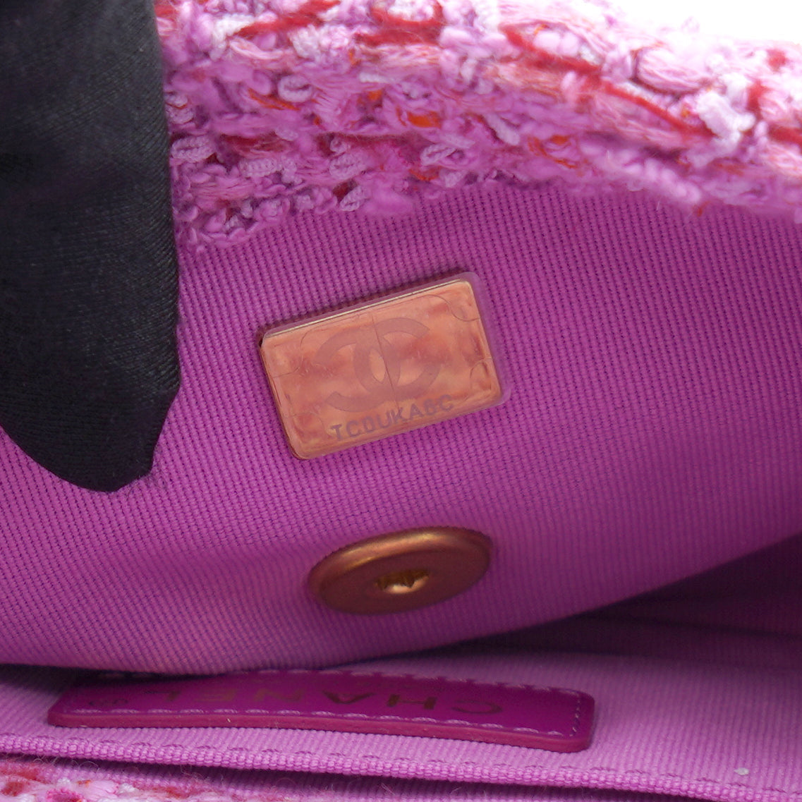 Chanel Pink Tweed Classic Flap Square