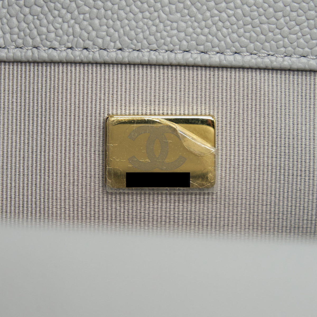 Chanel Medium Boy Bag Caviar Light Grey SHW (Microchip)