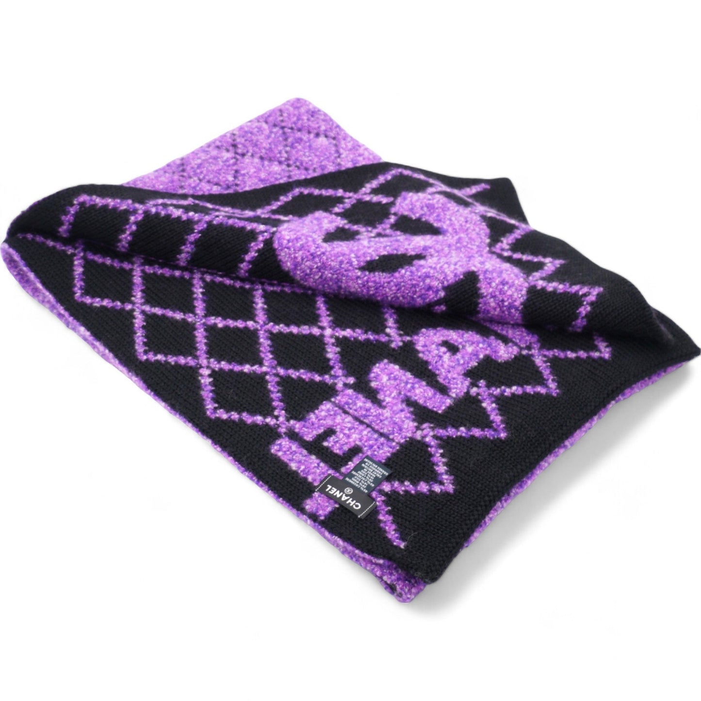 Chanel CC Logo Purple Cashemere Scarf
