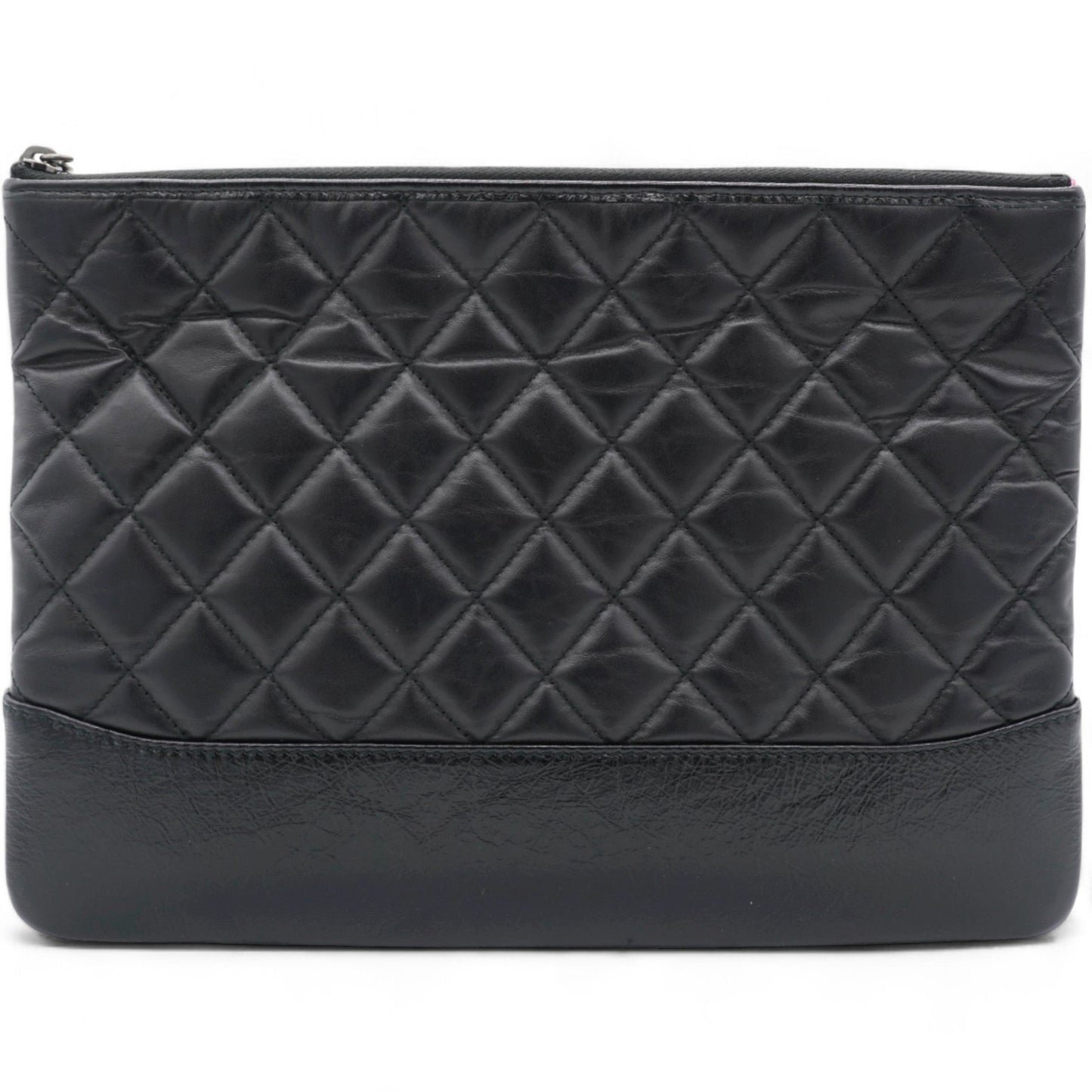Chanel Aged Calfskin Quilted Medium Gabrielle Cosmetic Case Black