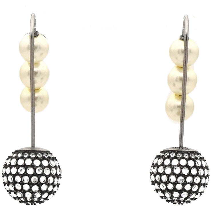 Dior Crystals Balls Gunmetal-Tone Drop Earrings