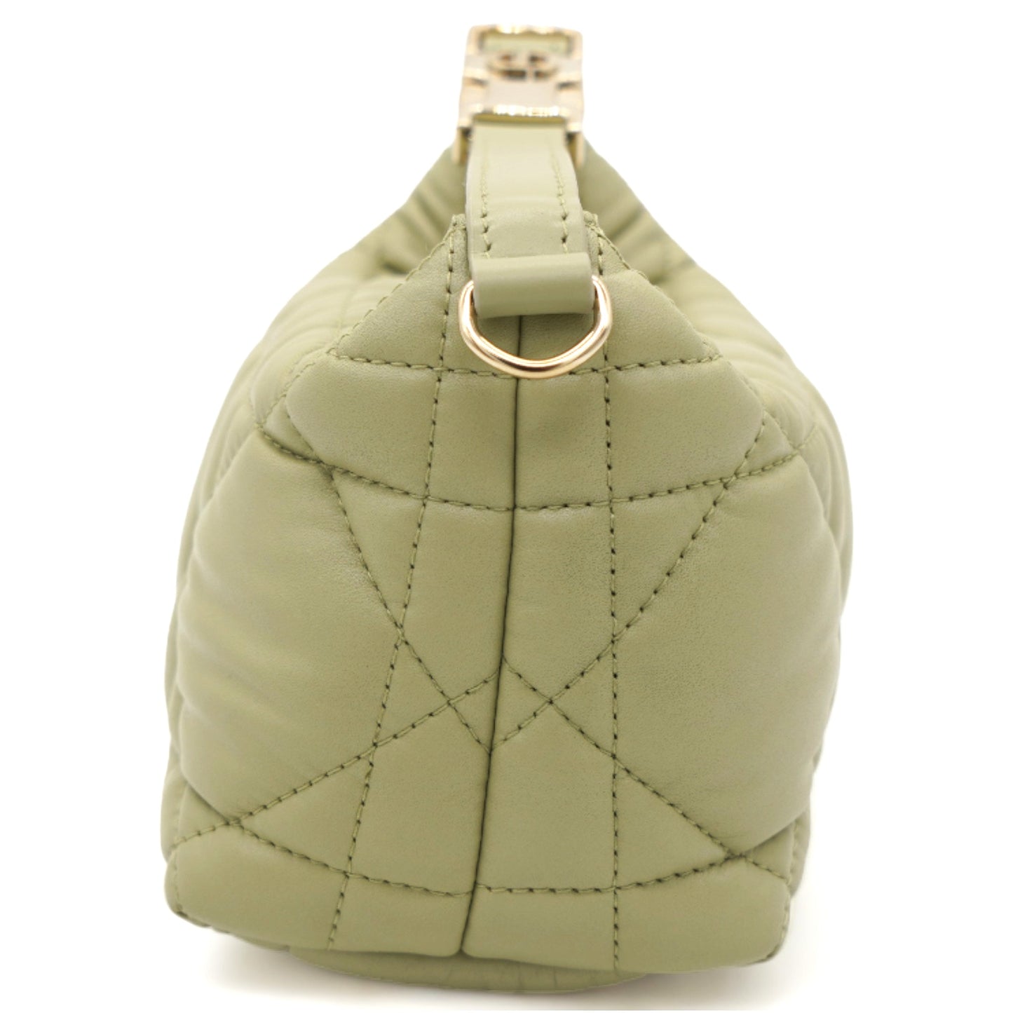 Dior Calfskin Macrocannage Small Diortravel Nomad Pouch Pale Green