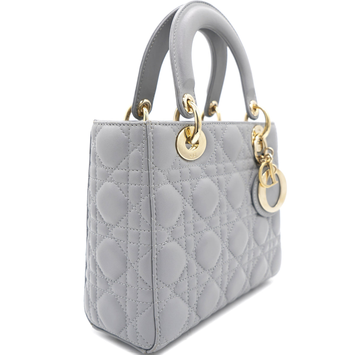 Dior Grey Lambskin Cannage Small Lucky Badges My Lady Dior