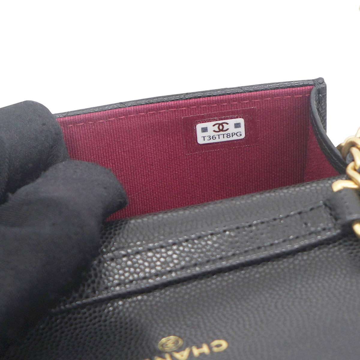 Chanel Mini Caviar Card Case on Chain