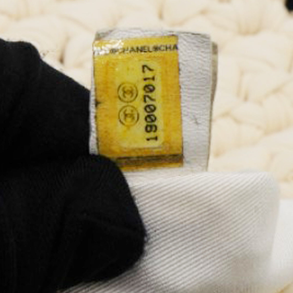 Chanel Woven Fabric Single Flap Ivory Black