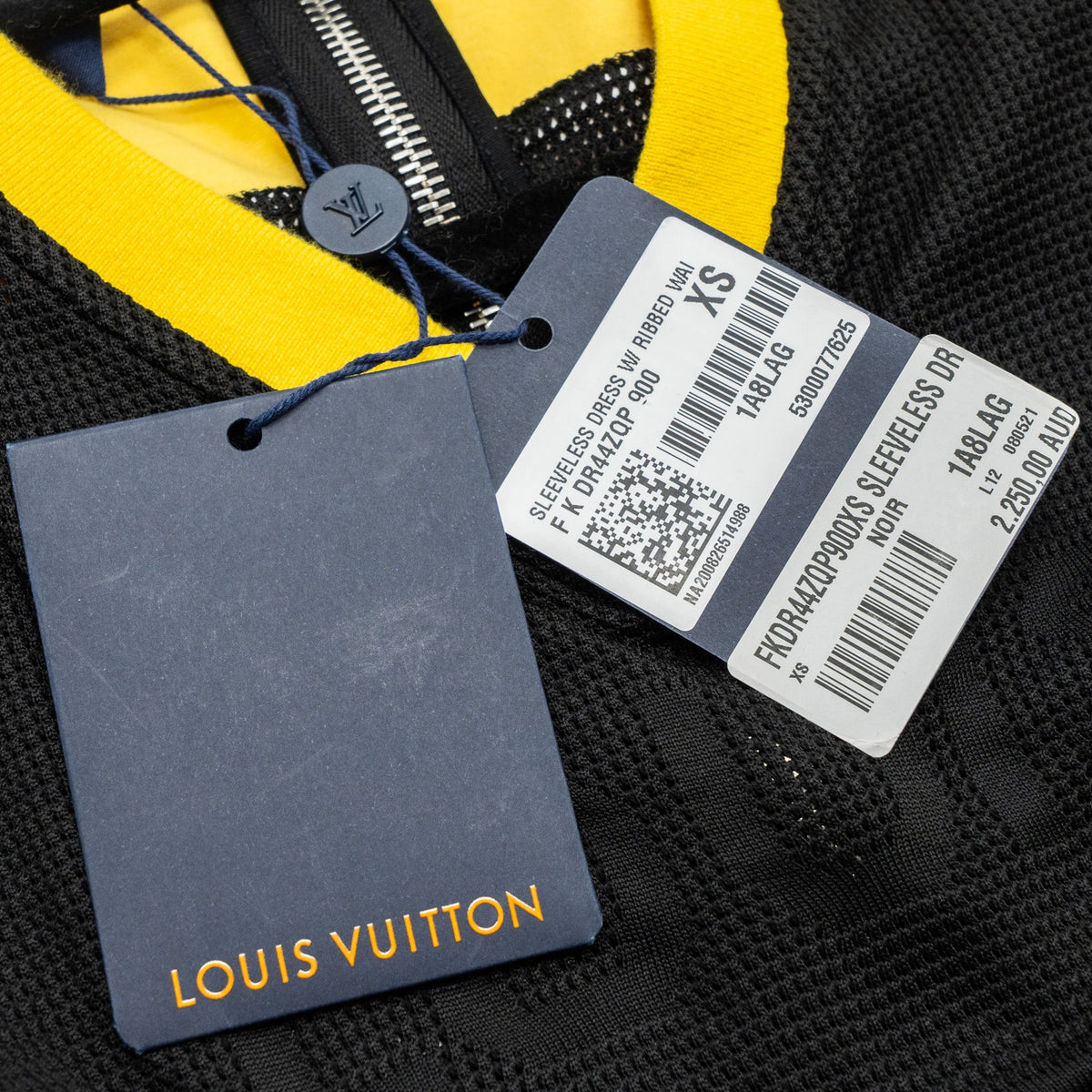Louis Vuitton Size XS A-line Sleeveless Dress Black/Yellow/Blue Style Code:1A8LAG