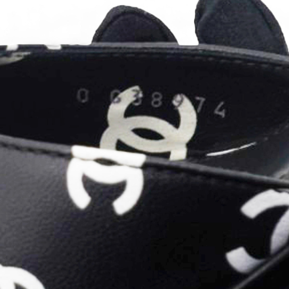 Chanel Printed Lambskin CC Sandals Black White Size 37