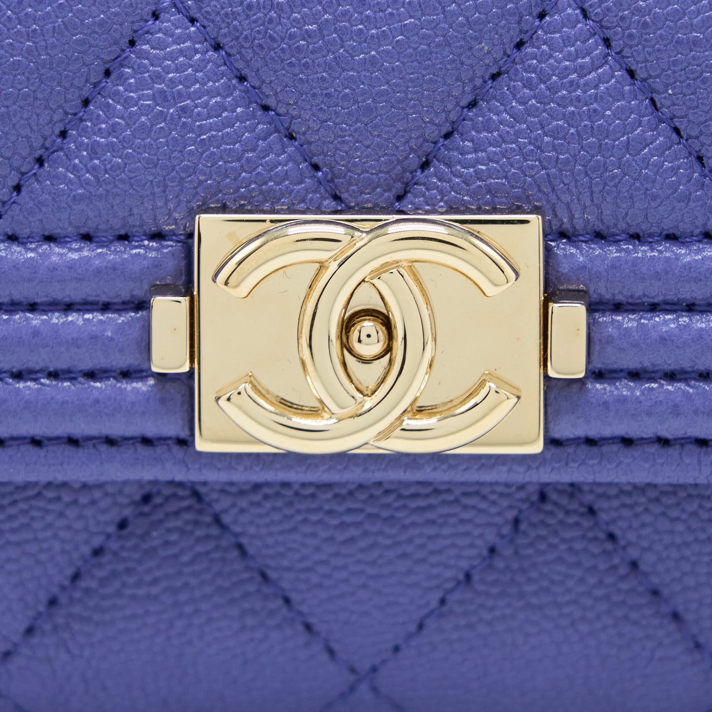 Chanel Boy Holder Caviar Purple LGHW