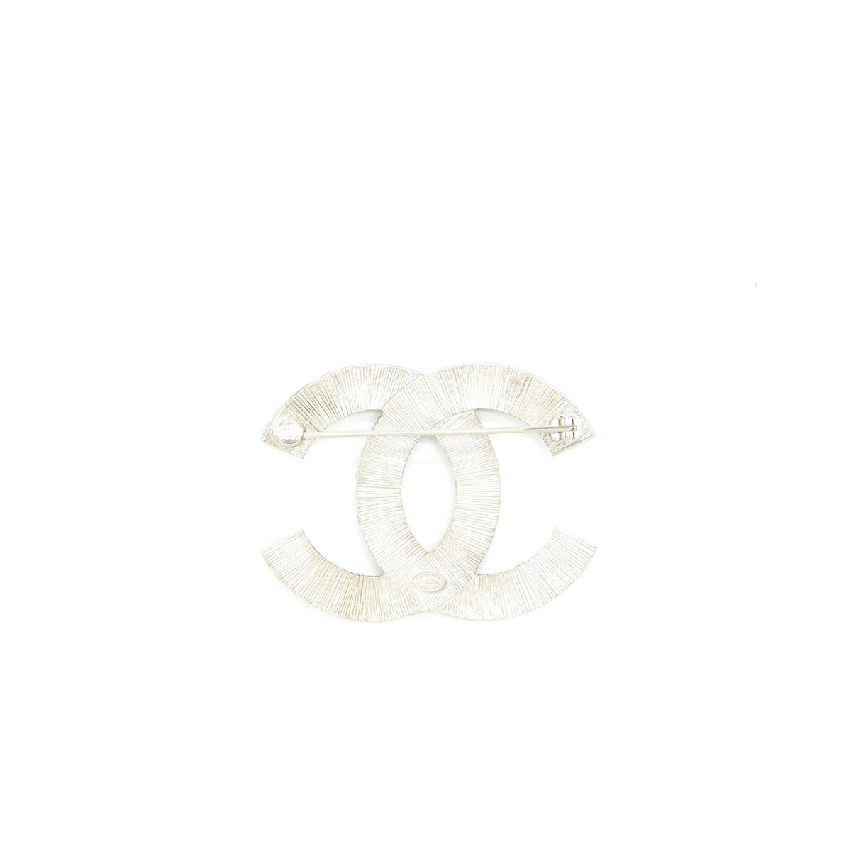 Chanel Metal And Strass Brooch Silver Tone