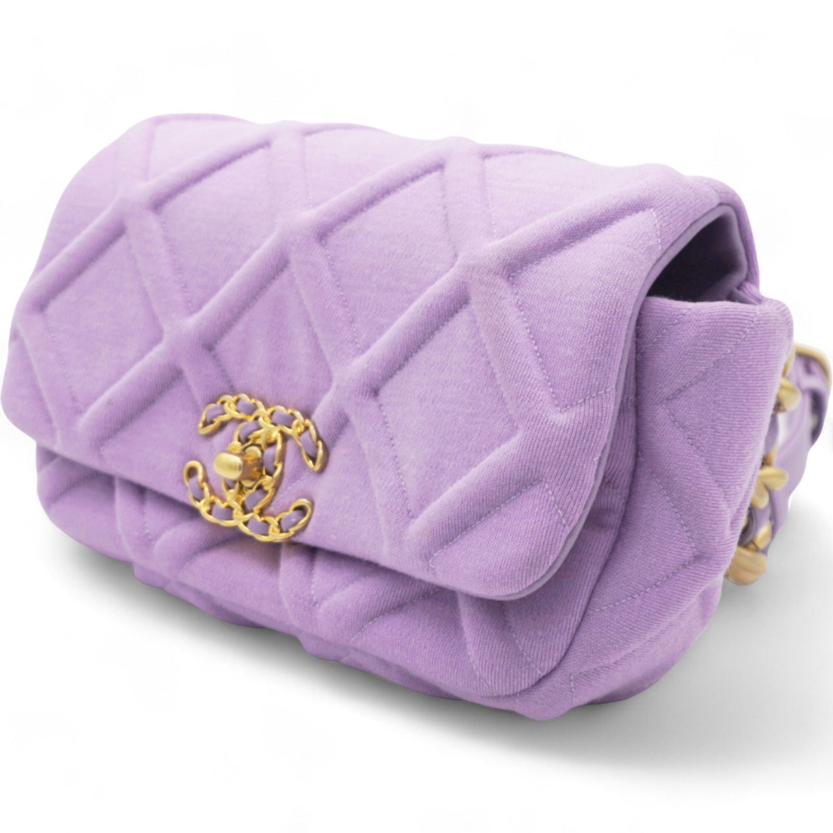 Chanel Jersey Lambskin Quilted Medium Chanel 19 Light Flap Purple