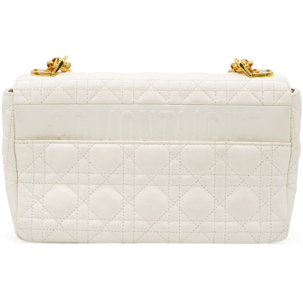 Dior Lambskin Cannage Medium Caro Bag Ivory