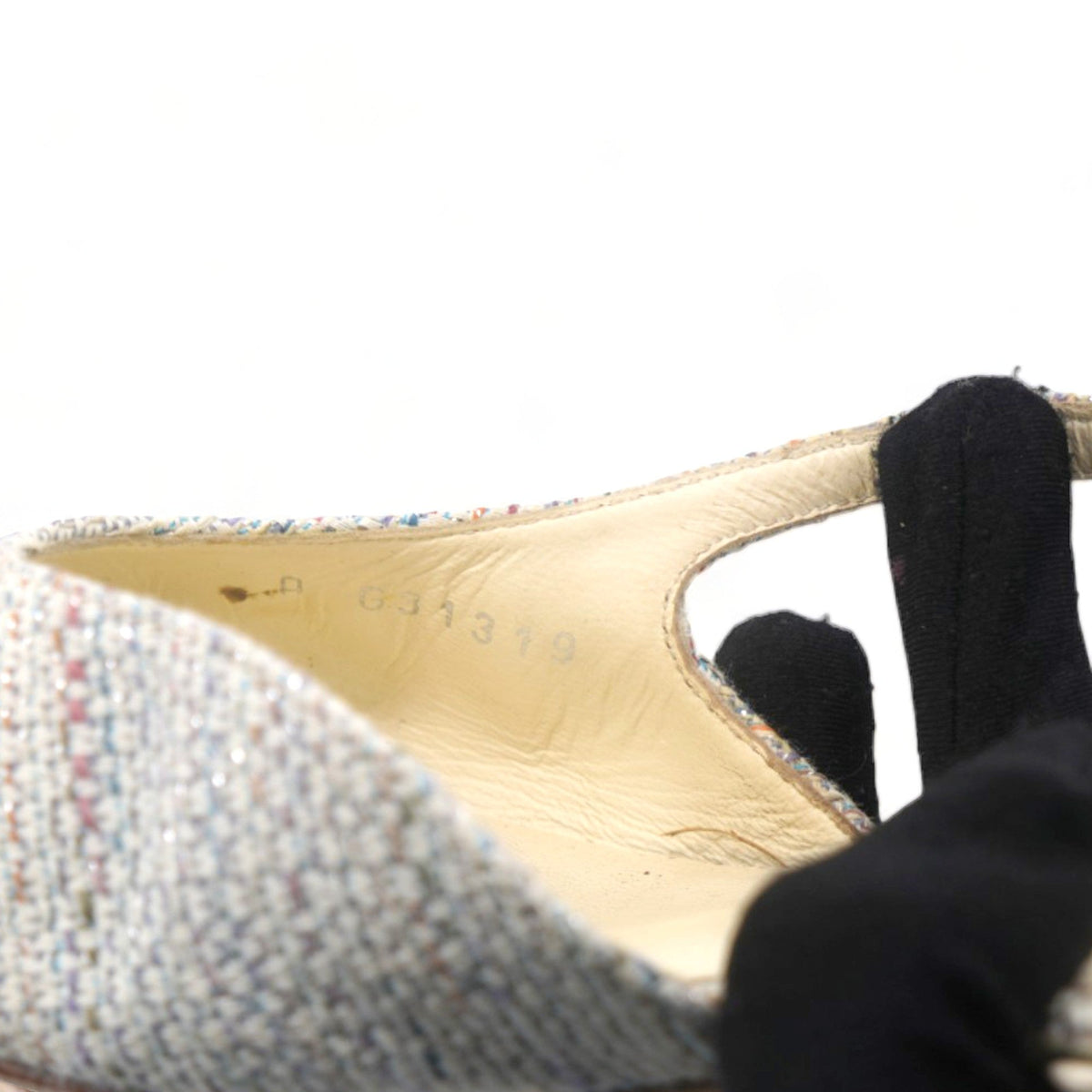 Chanel Tweed Cap Toe Singback Pumps Blue 38