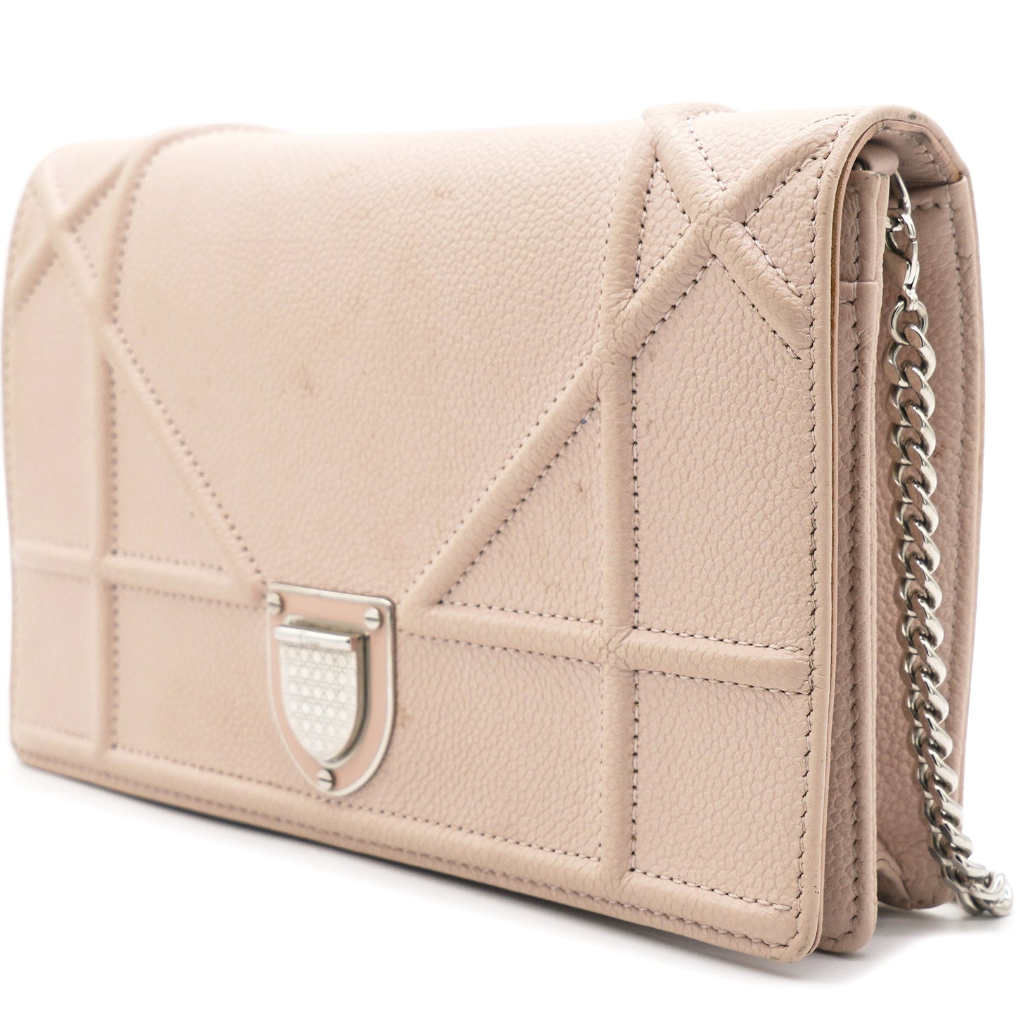 Dior Light Pink Leather Diorama Wallet on Chain