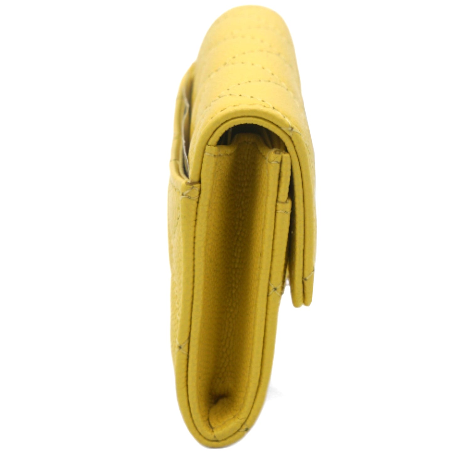 Chanel Caviar Quilted Classic 4 Key Holder Wallet Yellow