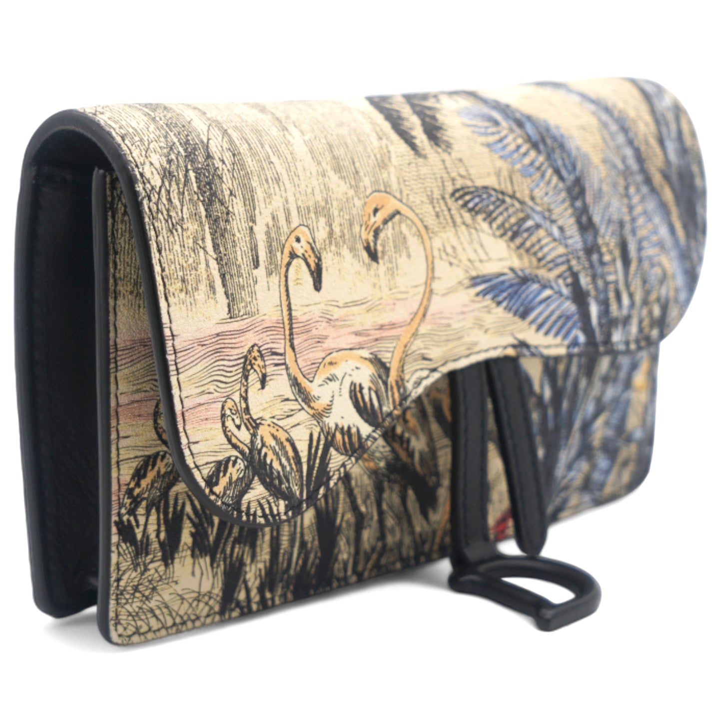 Dior Saddle Belt Pouch Black / Beige Printed Calfskin