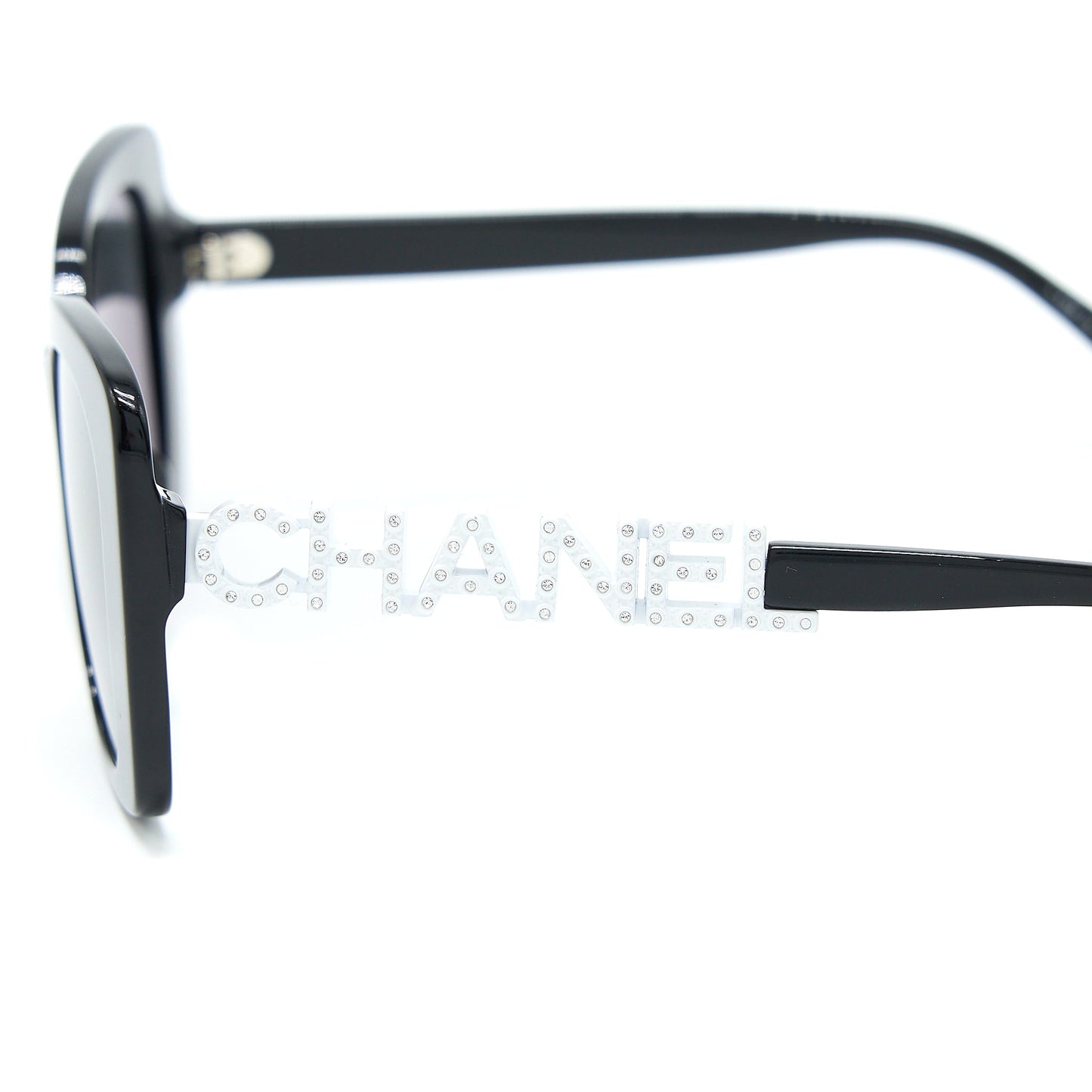 Chanel 5422 Square Sunglasses Crystal Black/White