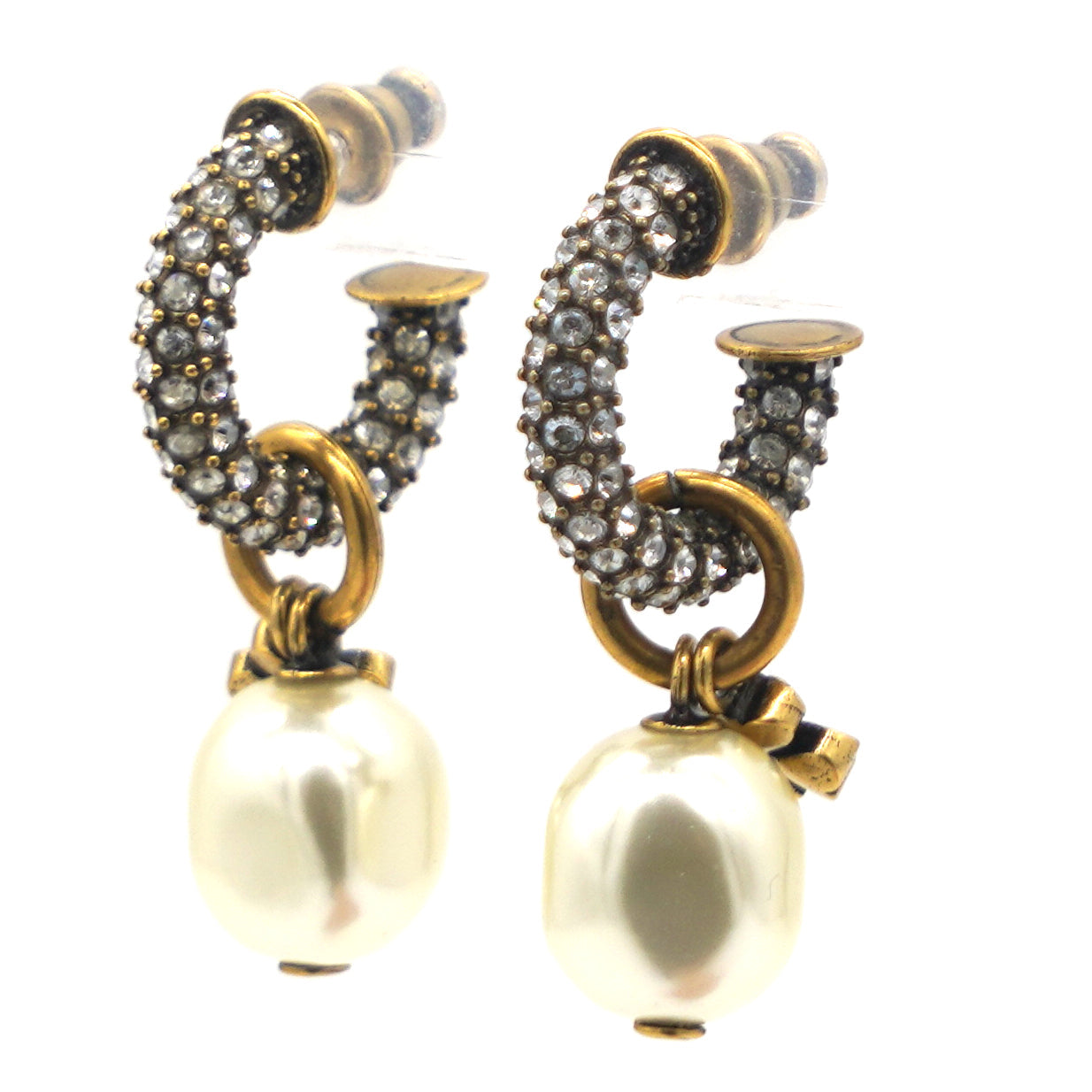 Dior Pearl Gold Tribales Earrings with crystals embellished