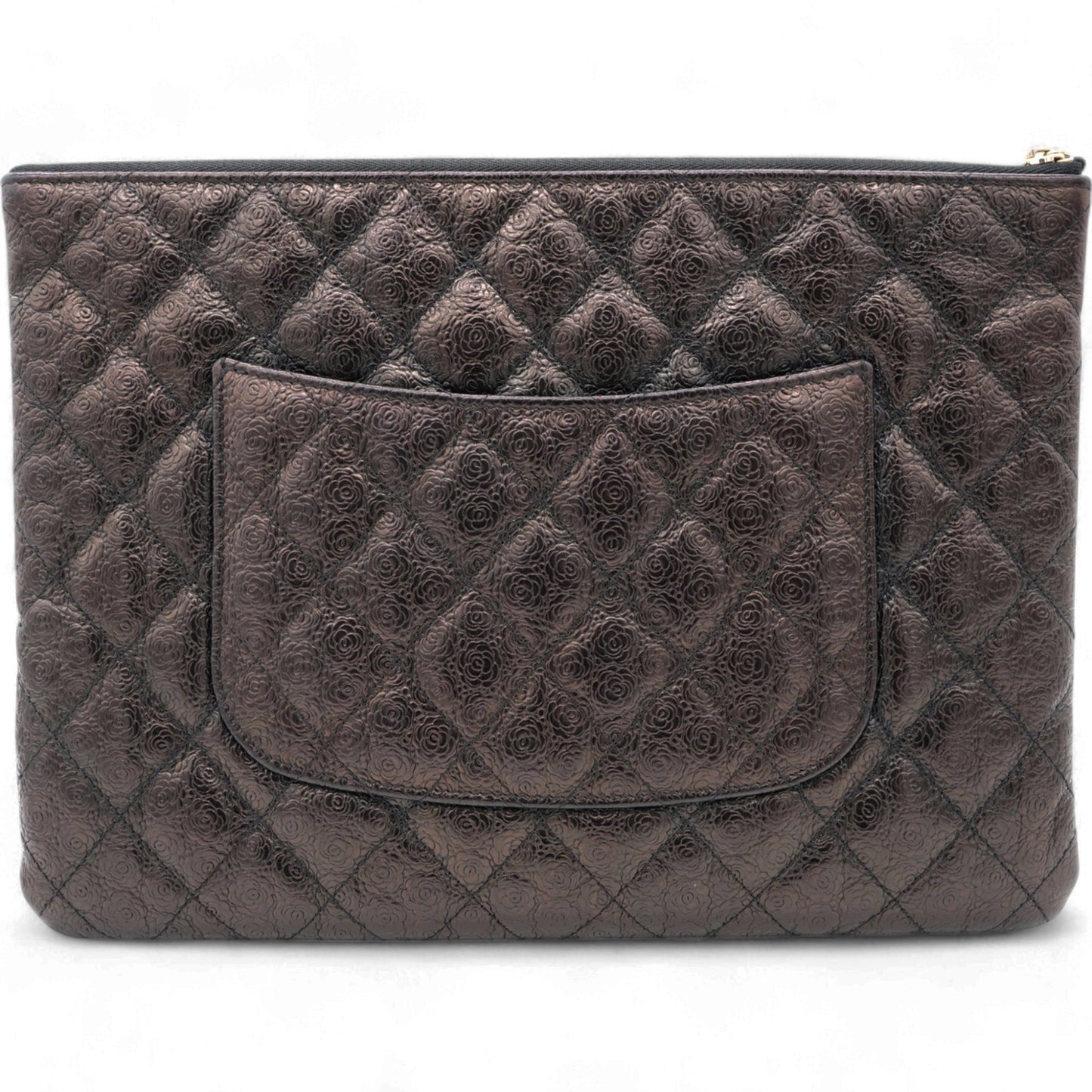 Chanel Classic Calfskin Rose-Embossed Clutch