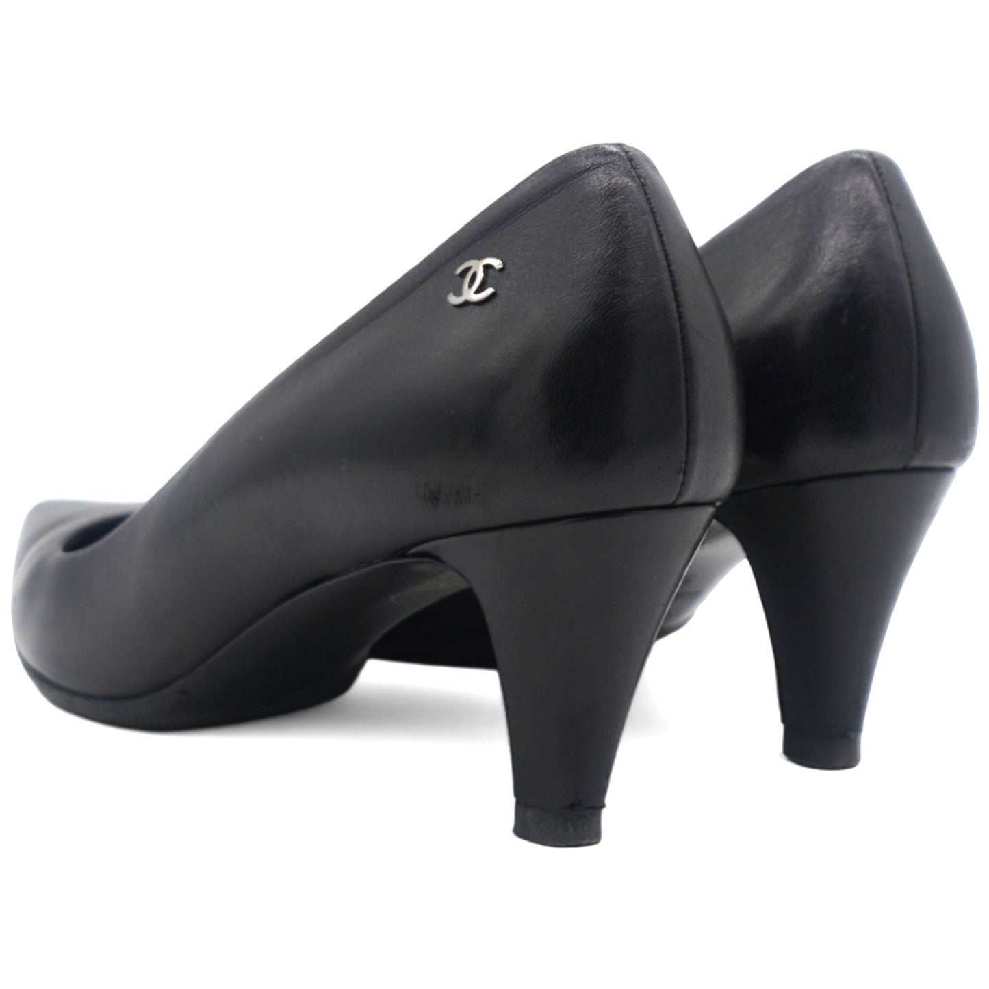 Chanel Black Leather Pointed Toe Pumps Size 37
