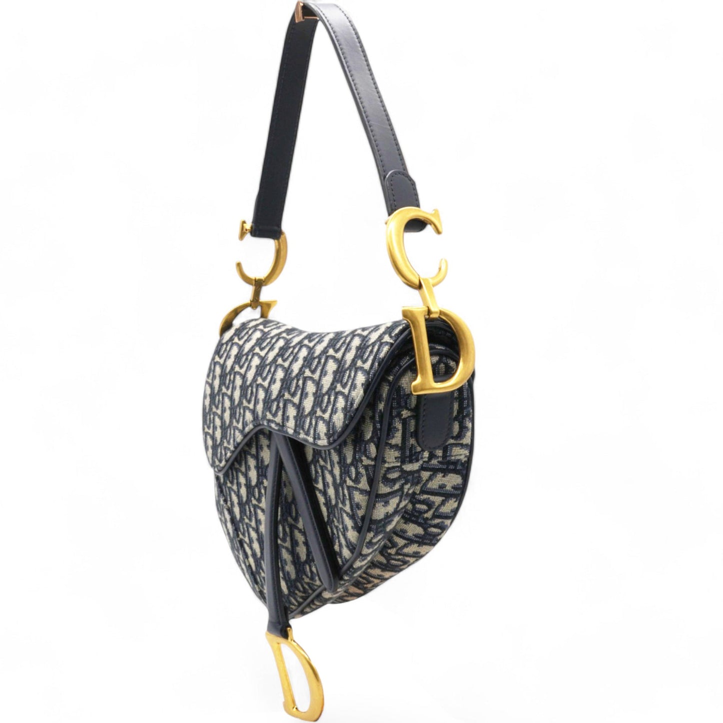 Dior Oblique Canvas Saddle Bag Blue Medium