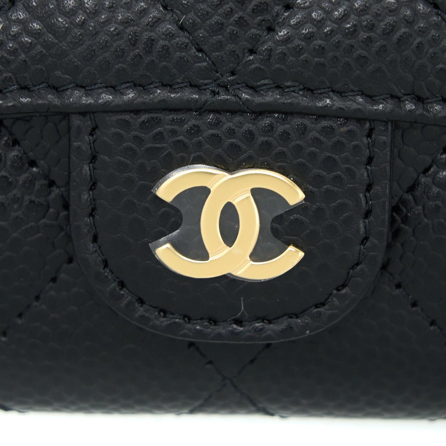 Chanel Classic Flap Holder Caviar Black GHW (Microchip)
