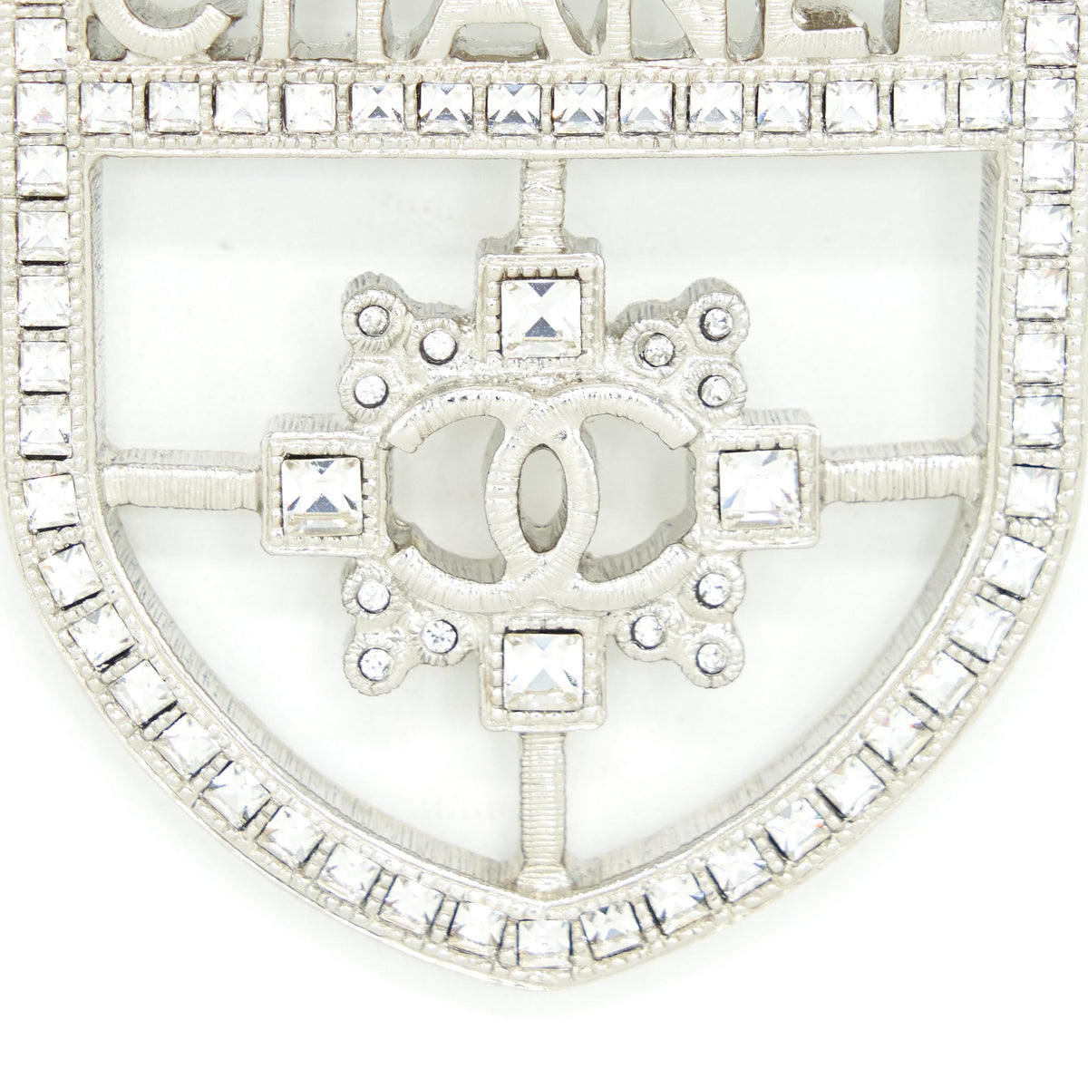 Chanel Shield Brooch With Crystals SHW