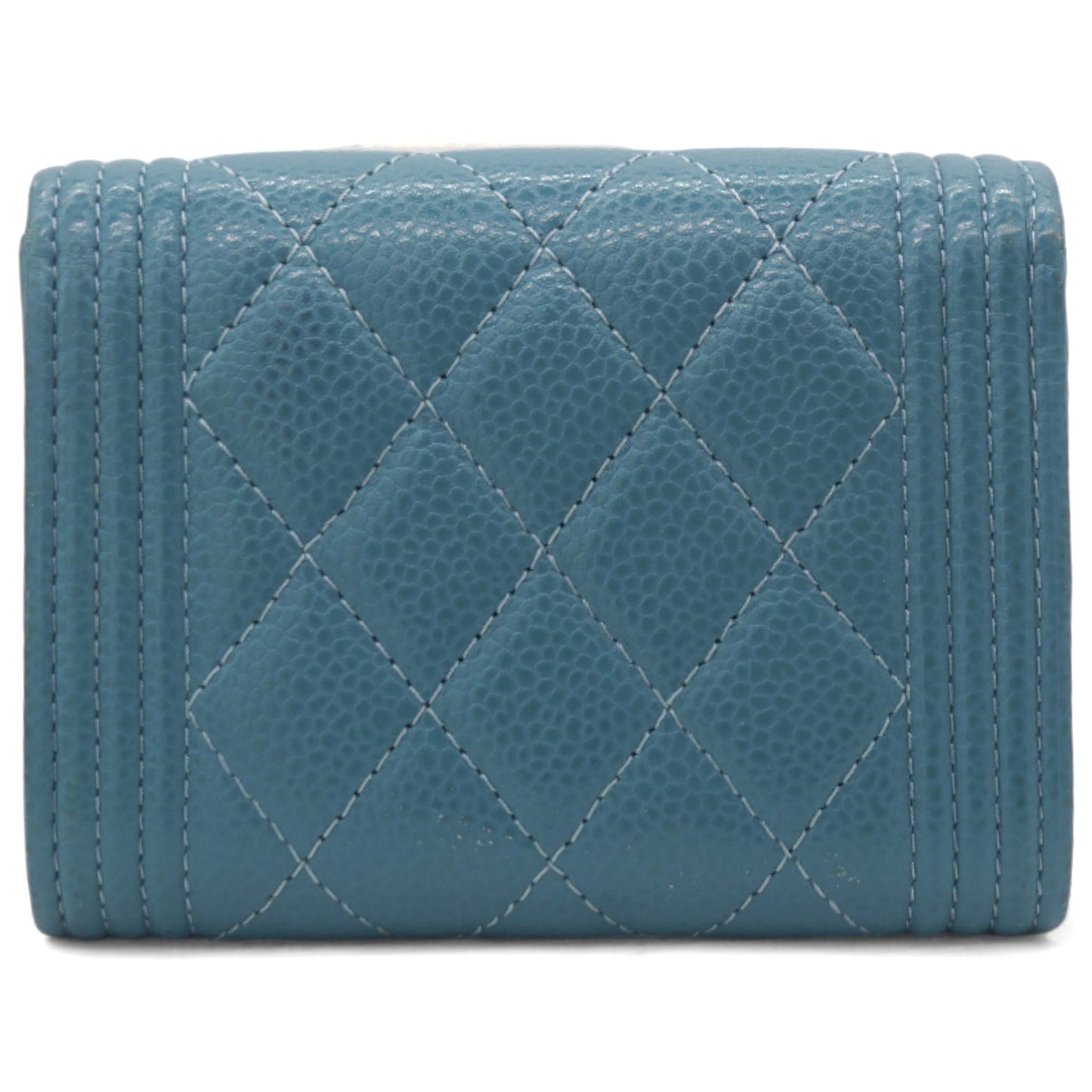 Chanel Caviar Quilted Small Boy Flap Wallet Light Blue