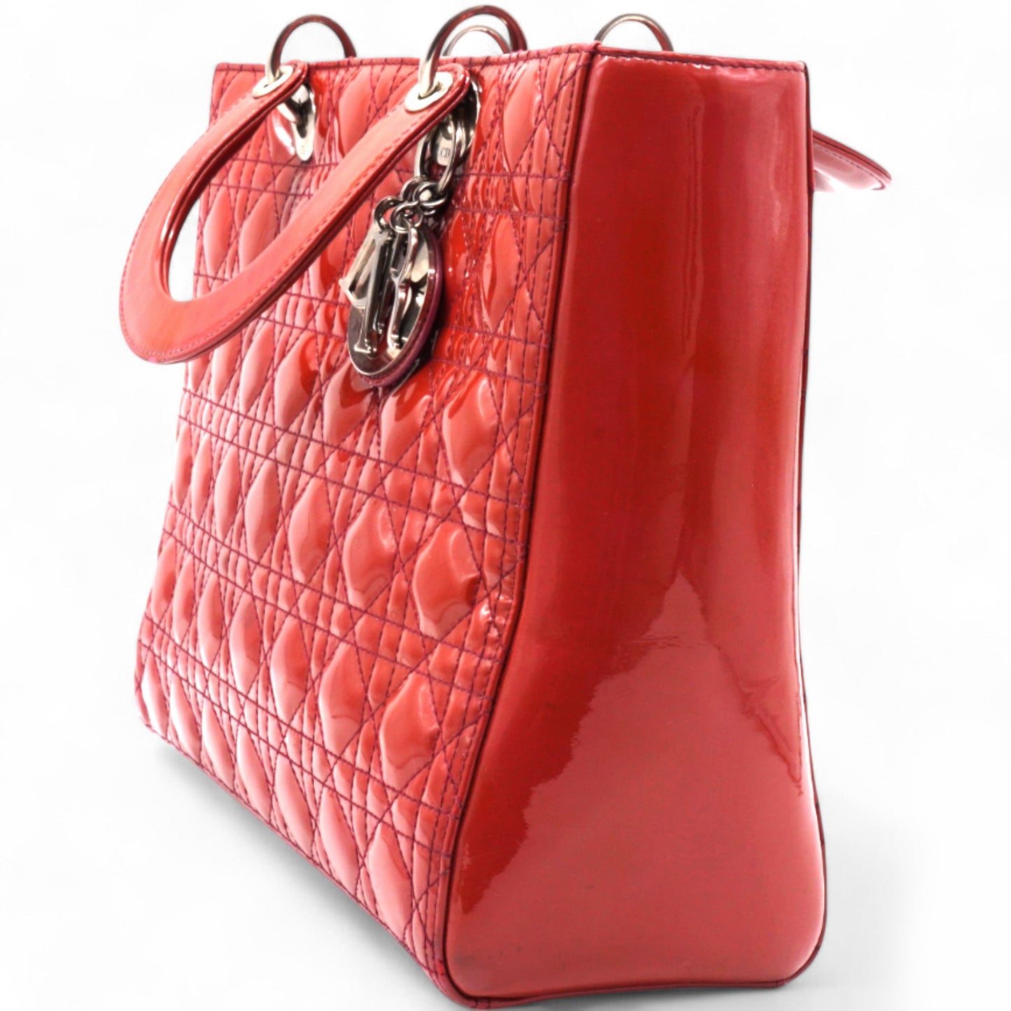 Dior Patent Cannage Large Lady Dior Red