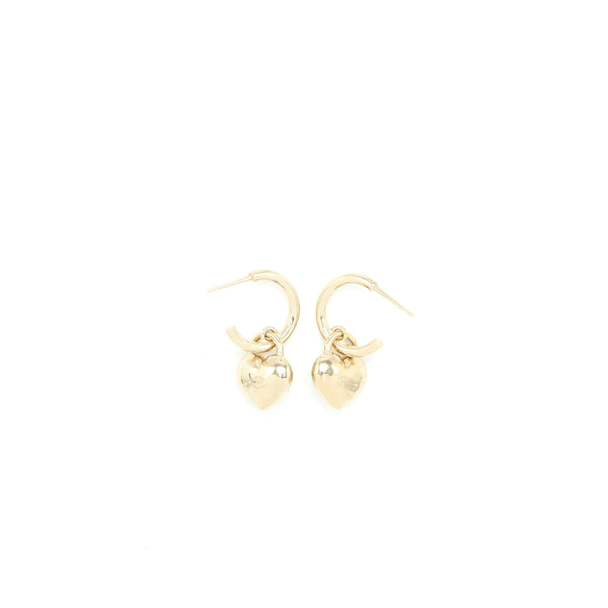 Chanel Heart CC Earrings Light Gold Tone