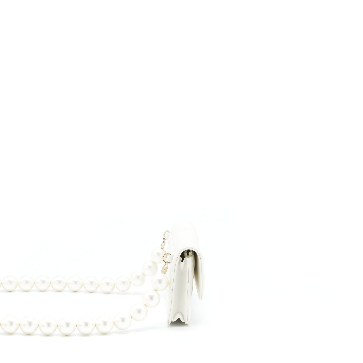 Chanel Grant Pearl Crush Mini Crossbody Bag Lambskin White LGHW