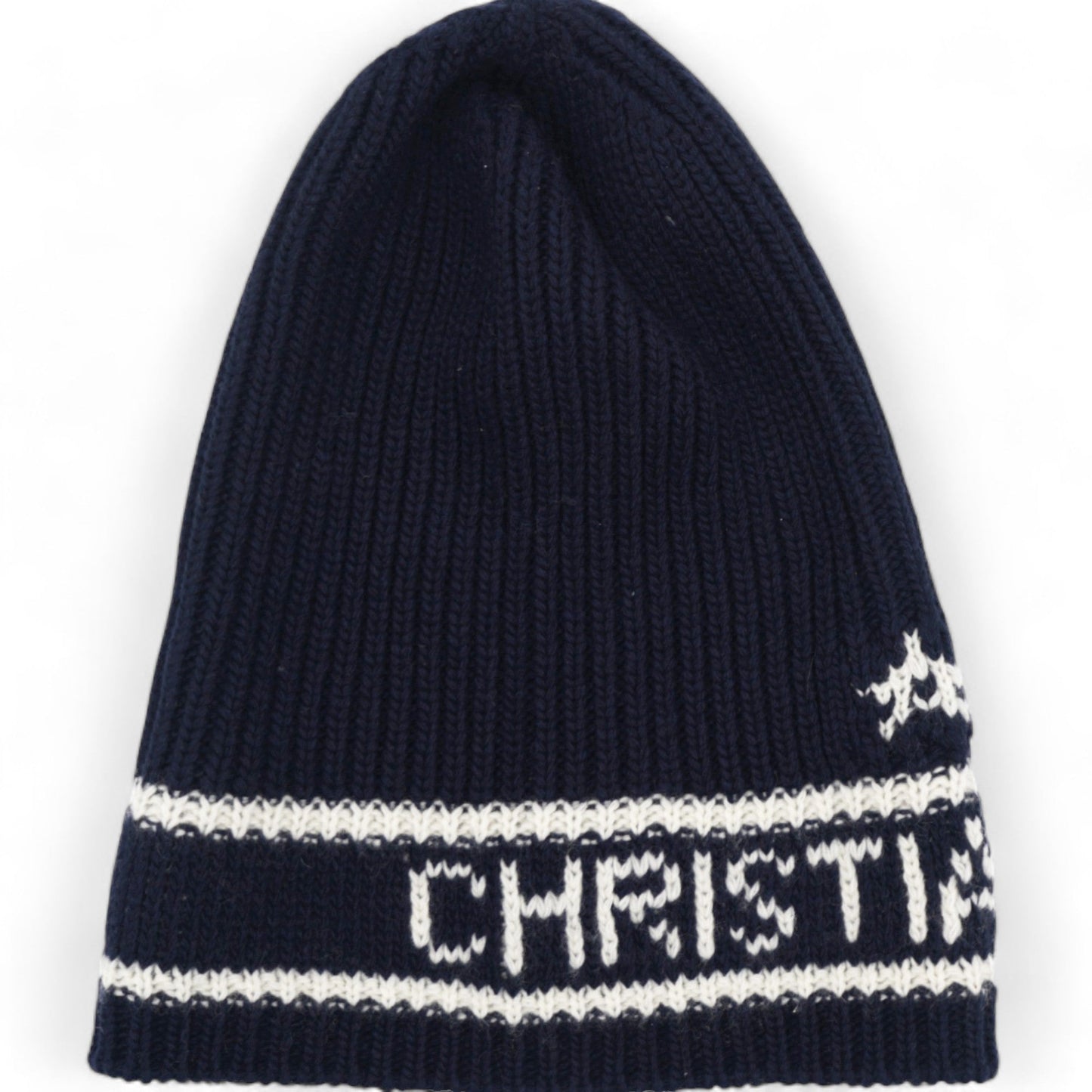 Dior Cashmere Wool D-White Beanie Navy