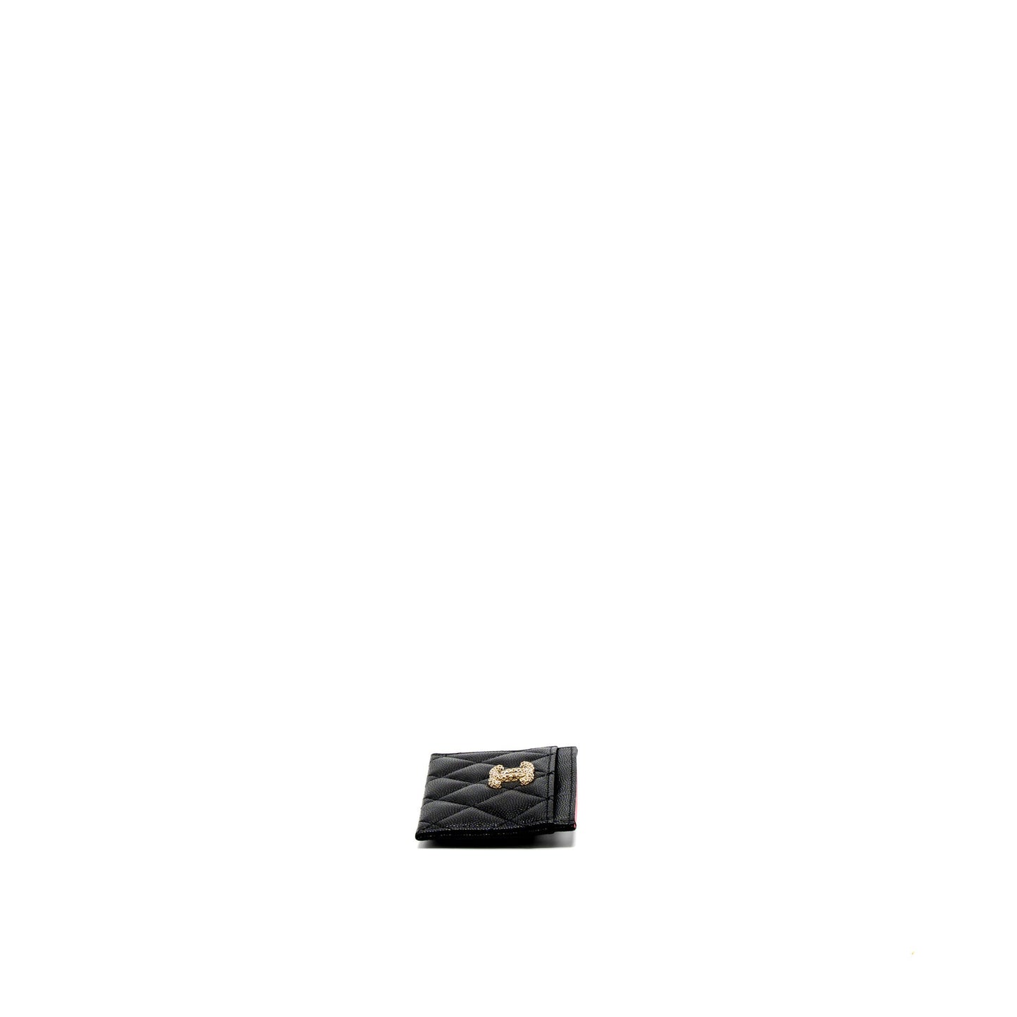 Chanel 23P Quilted CC Logo Holder Caviar Black LGHW (Microchip)