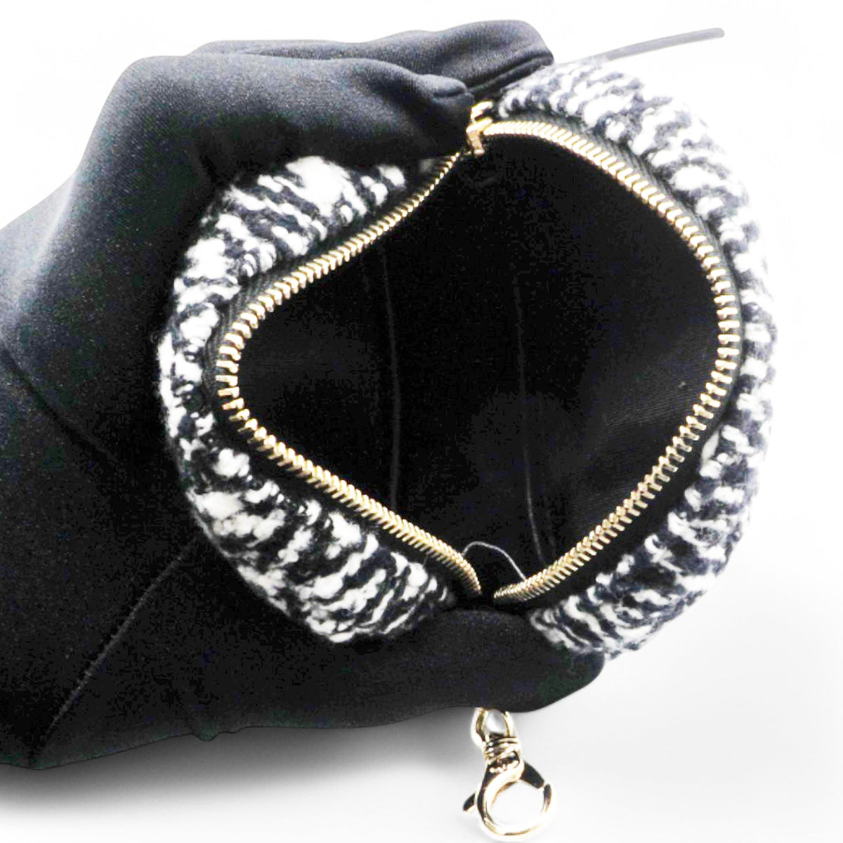 Chanel Tweed Lambskin Quilted Waist Bag With Coin Purse Black