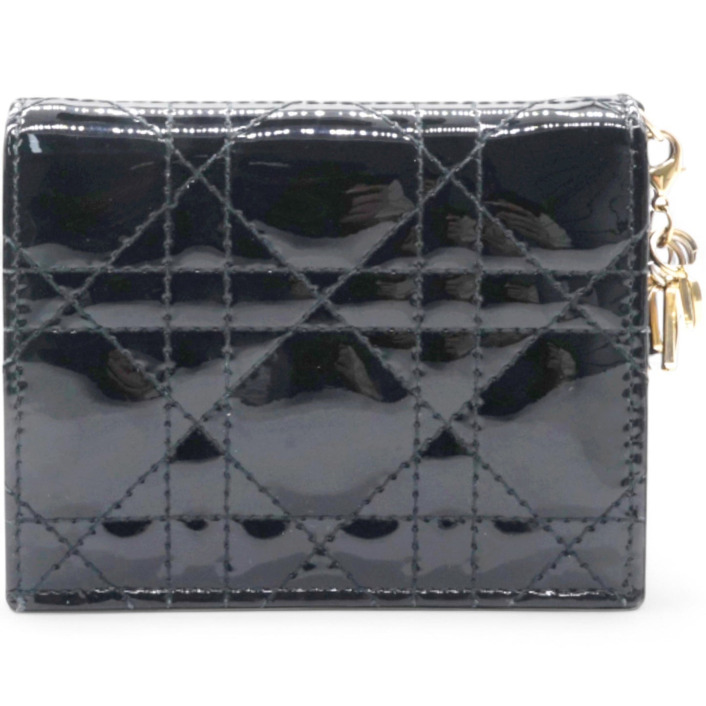Dior Patent Cannage Lady Dior Wallet Black